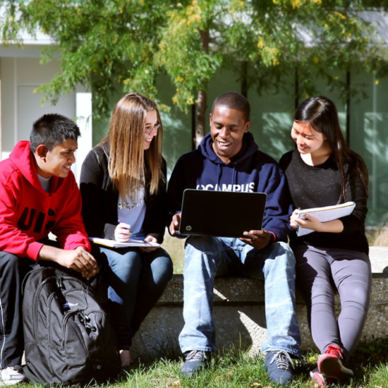 UIC students studying outside